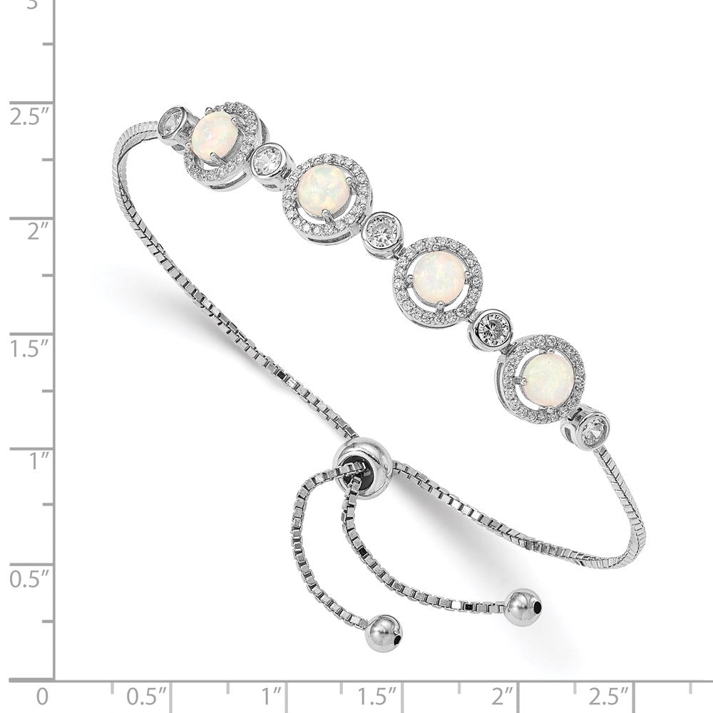 Buy Stylish Adjustable Sterling Silver Bracelet with RH-Plated Opal & CZ