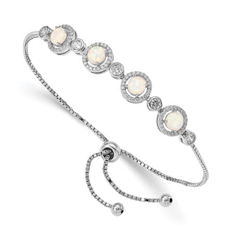 Buy Stylish Adjustable Sterling Silver Bracelet with RH-Plated Opal & CZ