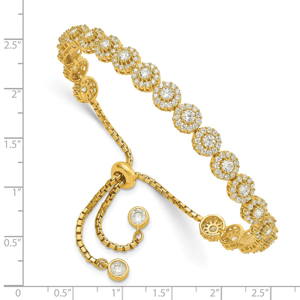 Shop Exclusive Adjustable Sterling Silver Bracelet with Gold-tone CZ Halo