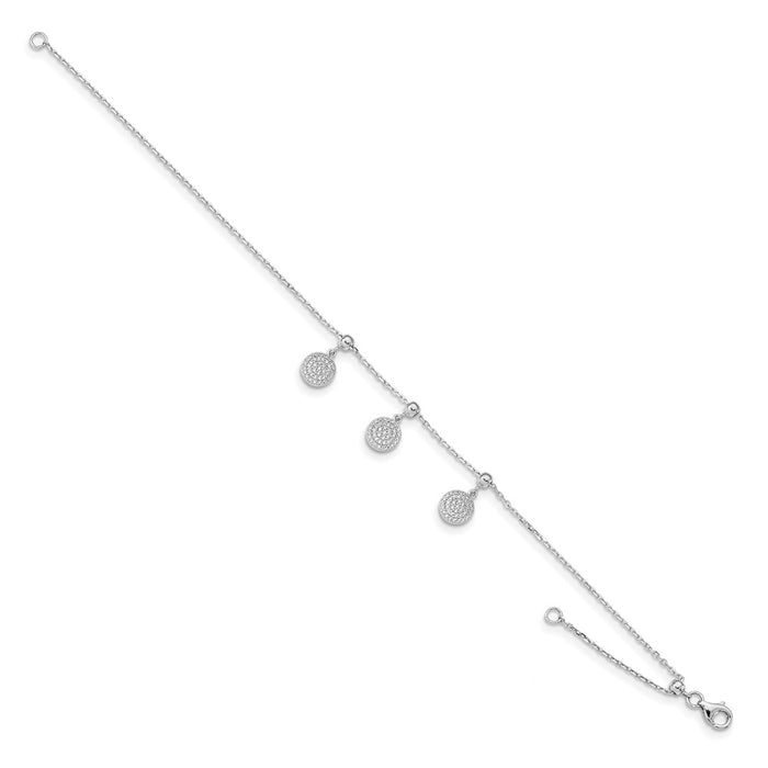 Buy Stylish 8.5" Adjustable Rhodium-Plated CZ Circle Dangle Bracelet-2