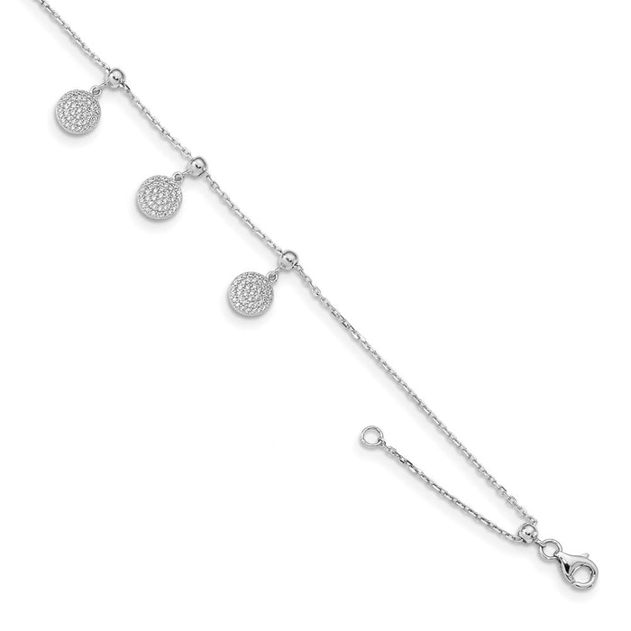 Buy Stylish 8.5" Adjustable Rhodium-Plated CZ Circle Dangle Bracelet-1