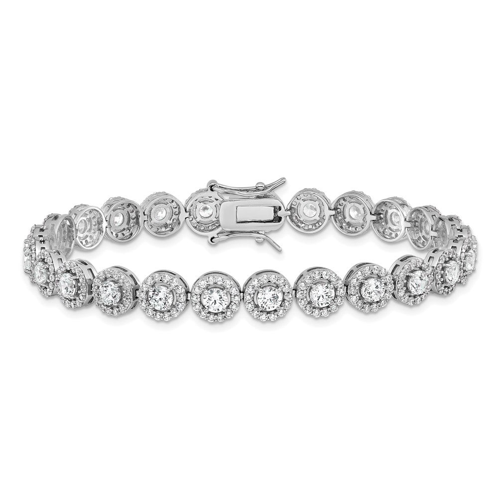 Buy Stylish Rhodium-Plated Sterling Silver CZ Tennis Bracelet - 7.5 Inches