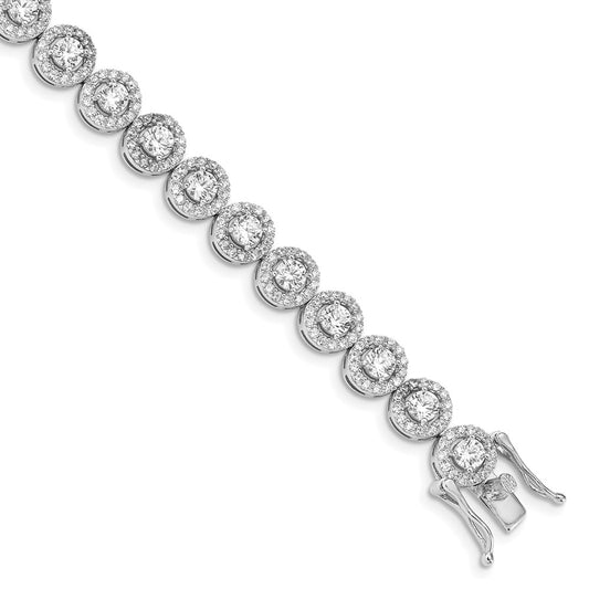 Buy Stylish Rhodium-Plated Sterling Silver CZ Tennis Bracelet - 7.5 Inches