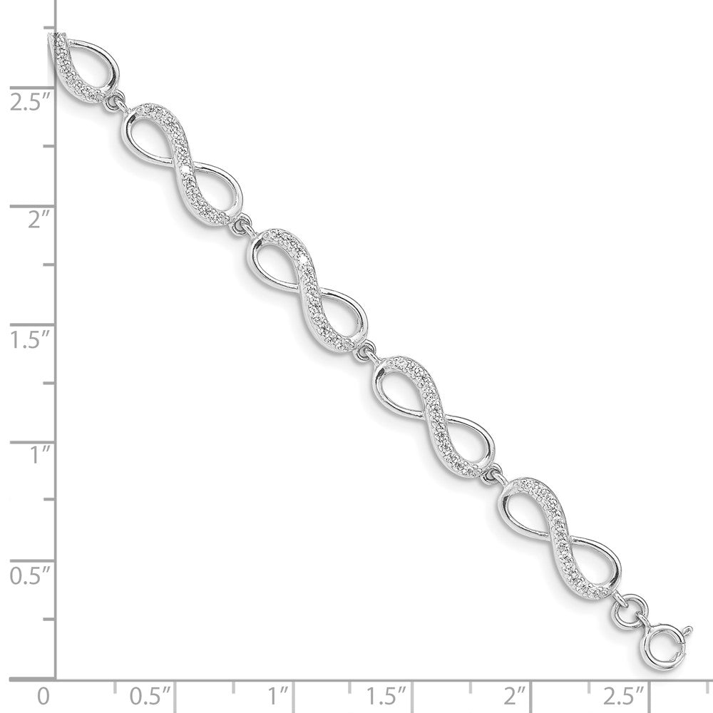 Shop Stylish Rhodium-Plated Sterling Silver CZ Infinity Bracelet - 7.5" Length