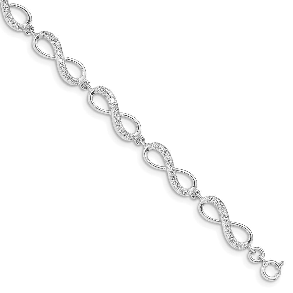 Shop Stylish Rhodium-Plated Sterling Silver CZ Infinity Bracelet - 7.5" Length