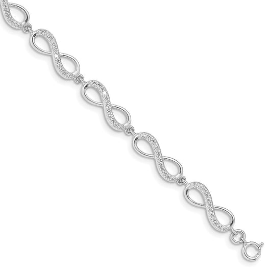Shop Stylish Rhodium-Plated Sterling Silver CZ Infinity Bracelet - 7.5" Length