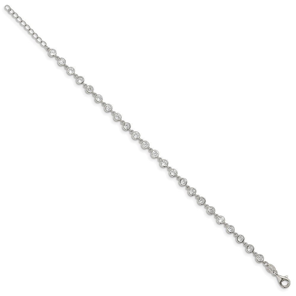 Shop Exclusive Rhodium-Plated Sterling Silver Bracelet, 1-Inch Extension & CZ Accents