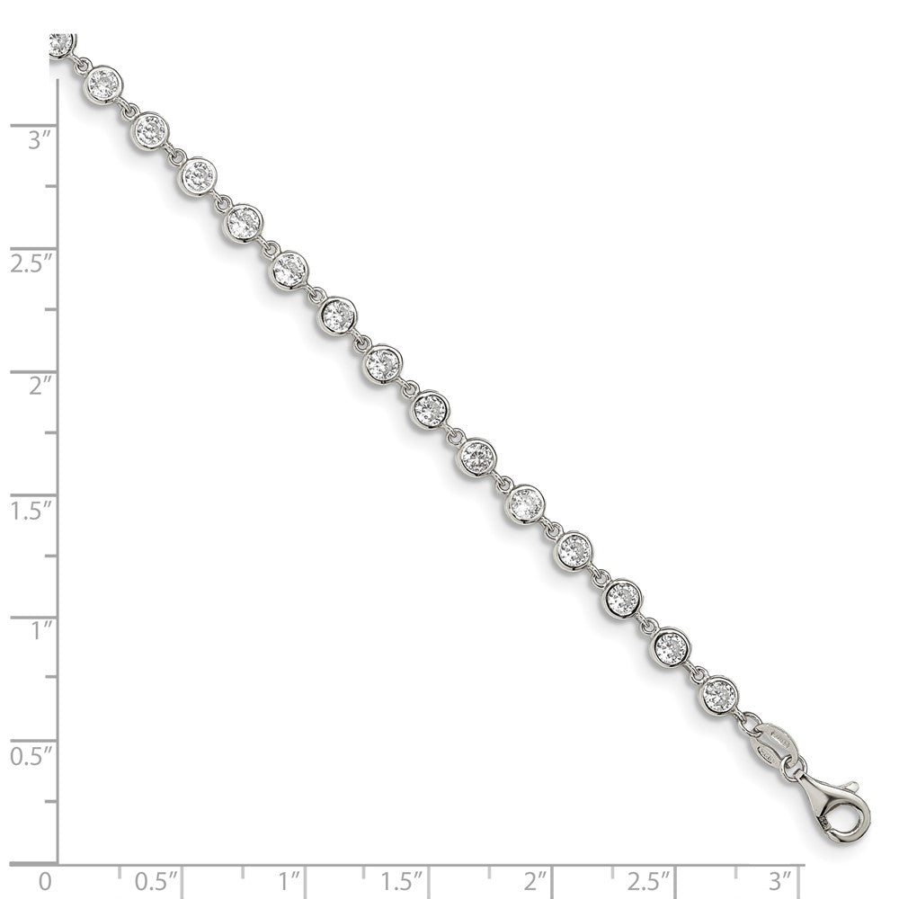 Shop Exclusive Rhodium-Plated Sterling Silver Bracelet, 1-Inch Extension & CZ Accents