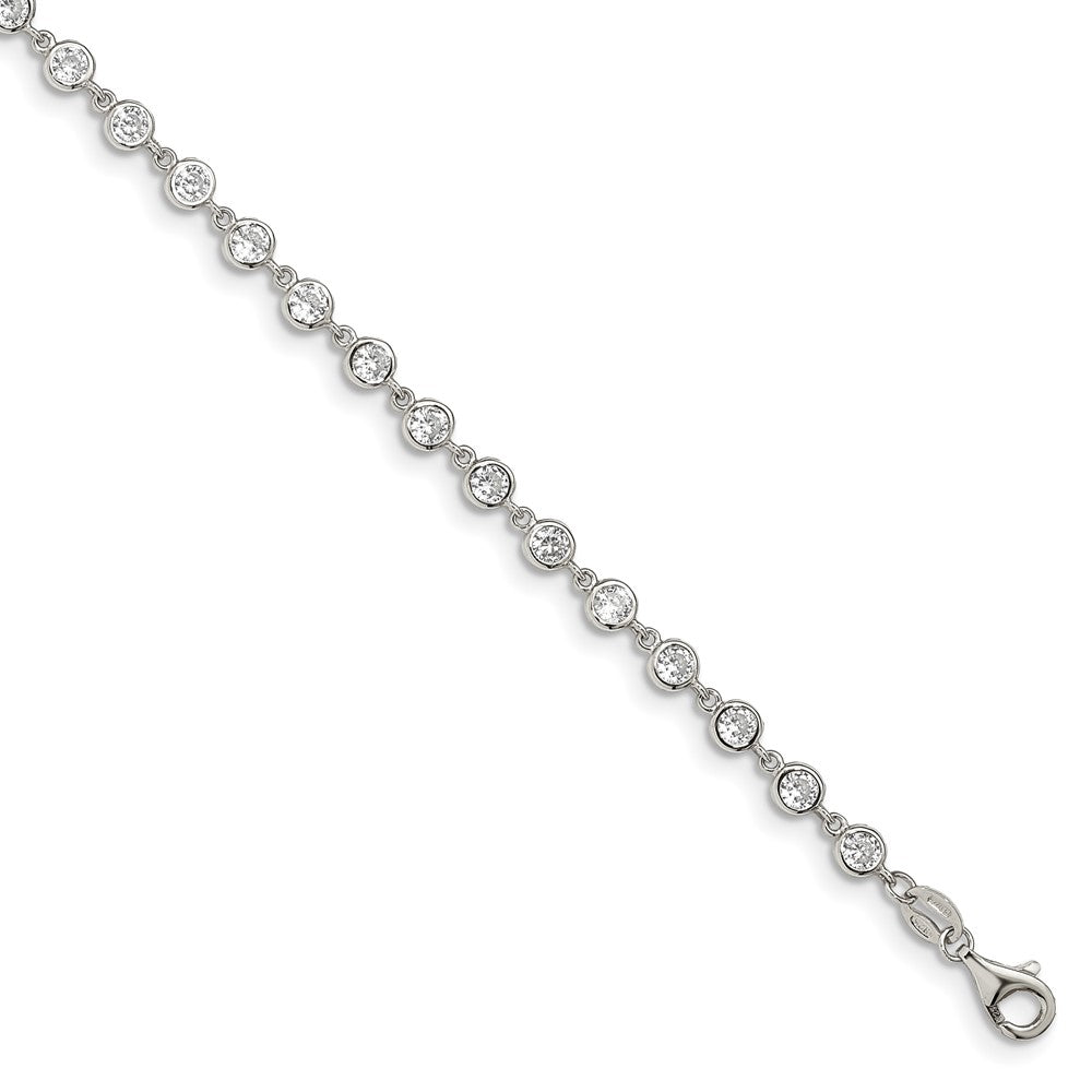 Shop Exclusive Rhodium-Plated Sterling Silver Bracelet, 1-Inch Extension & CZ Accents