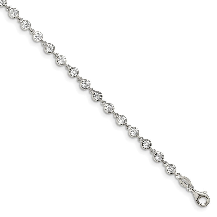 Shop Exclusive Rhodium-Plated Sterling Silver Bracelet, 1-Inch Extension & CZ Accents-1