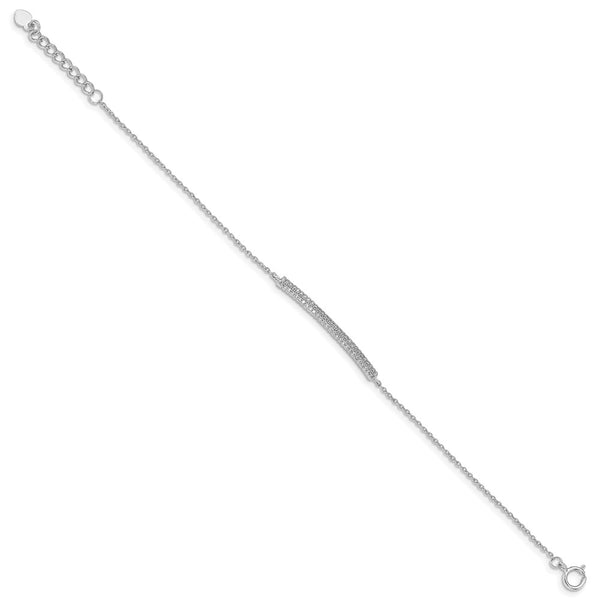 Sterling Silver Rhodium-Plated CZ Bracelet, 1-Inch Extender