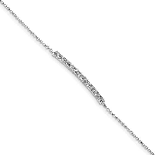 Sterling Silver Rhodium-Plated CZ Bracelet, 1-Inch Extender