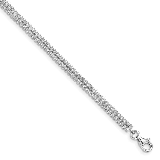 Buy Exclusive Sterling Silver Rhodium-Plated CZ Bracelet, 1-Inch Extension