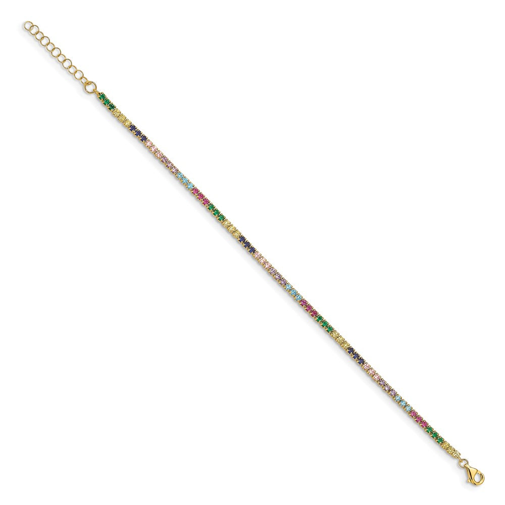 Order Stylish 7-Inch CZ Bracelet in Sterling Silver & 14K Gold, Affordable!