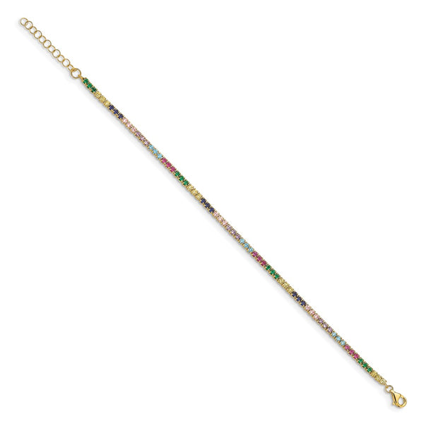 7-Inch CZ Bracelet in Sterling Silver & 14K Gold