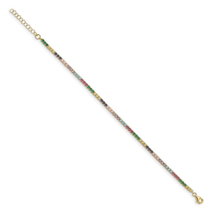 Order Stylish 7-Inch CZ Bracelet in Sterling Silver & 14K Gold, Affordable!-2