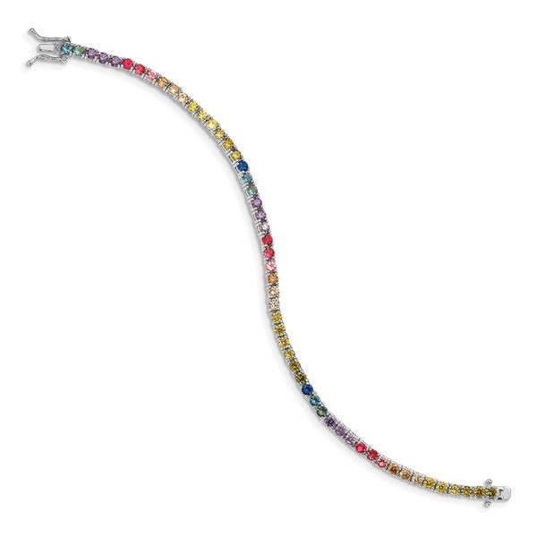 7-Inch Rhodium-Plated Sterling Silver Tennis Bracelet with 3mm CZ