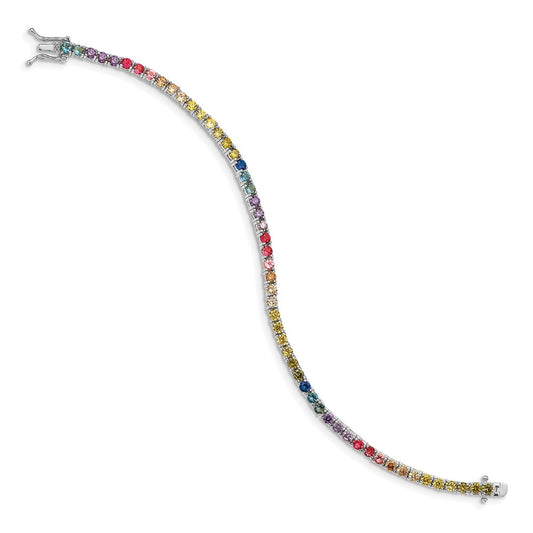 Buy Stylish 7-Inch Rhodium-Plated Sterling Silver Tennis Bracelet with 3mm CZ