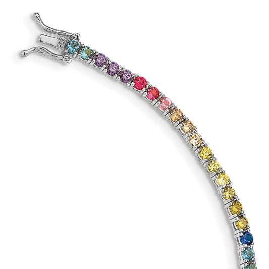 Buy Stylish 7-Inch Rhodium-Plated Sterling Silver Tennis Bracelet with 3mm CZ