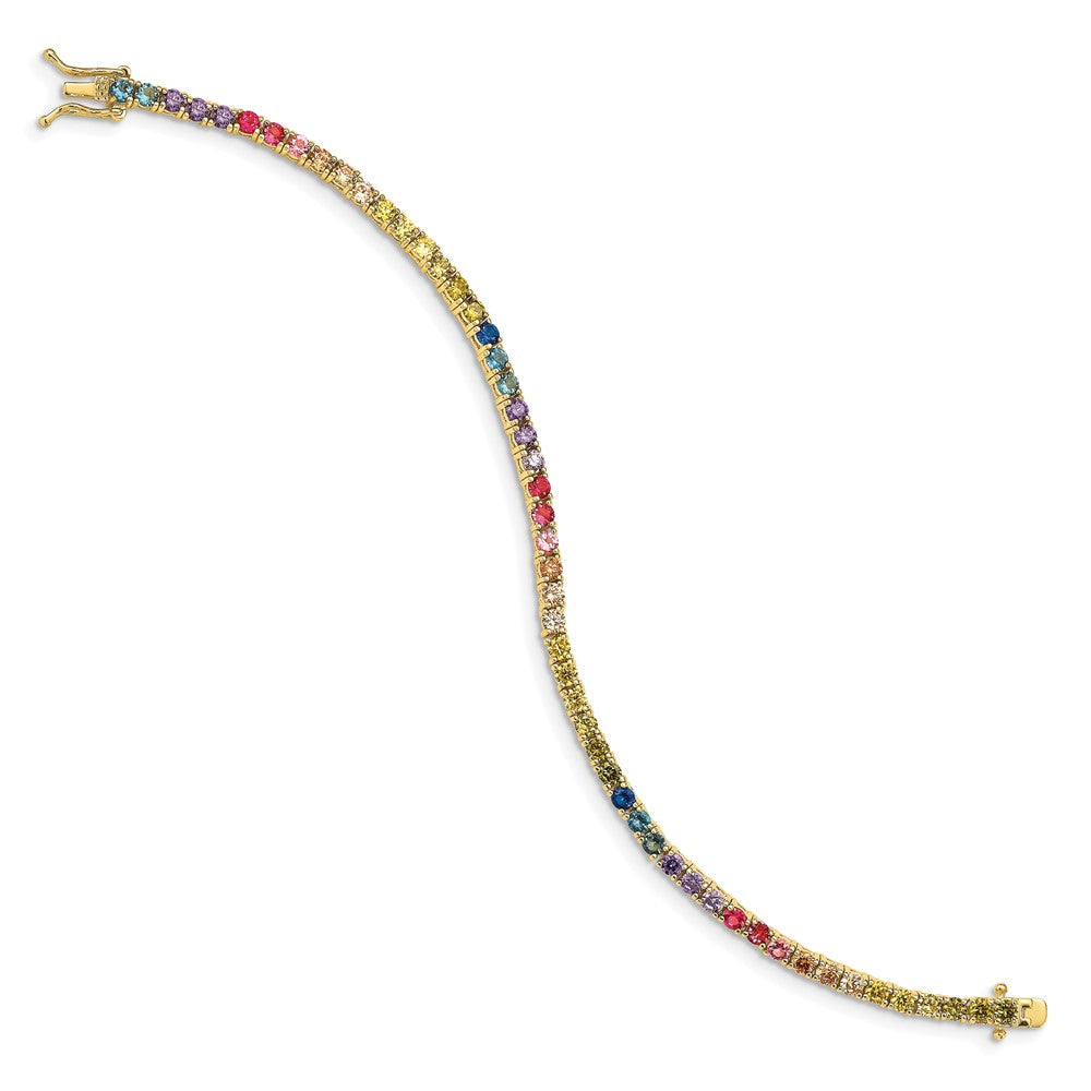Exclusive 7-Inch 14K Gold-Plated CZ Tennis Bracelet - Stylish Sterling Silver