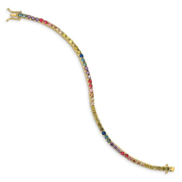 7-Inch 14K Gold-Plated CZ Tennis Bracelet - Sterling Silver
