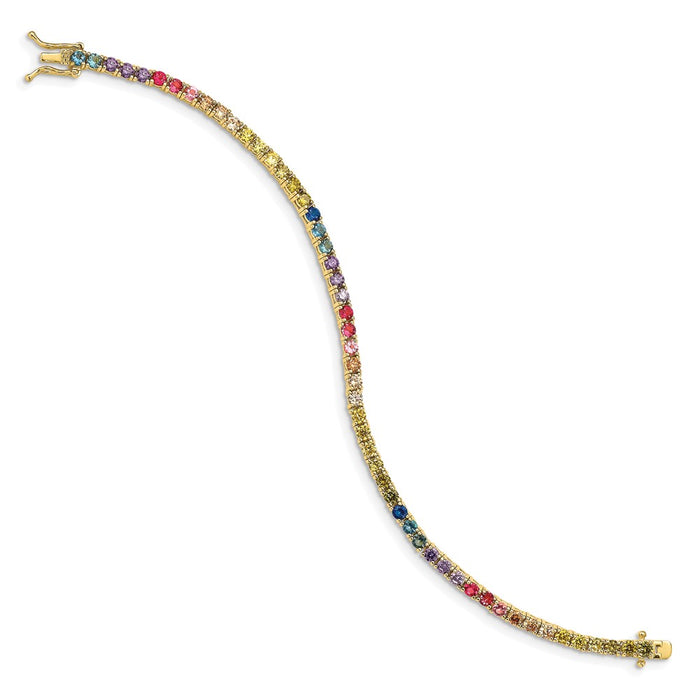 Exclusive 7-Inch 14K Gold-Plated CZ Tennis Bracelet - Stylish Sterling Silver-2