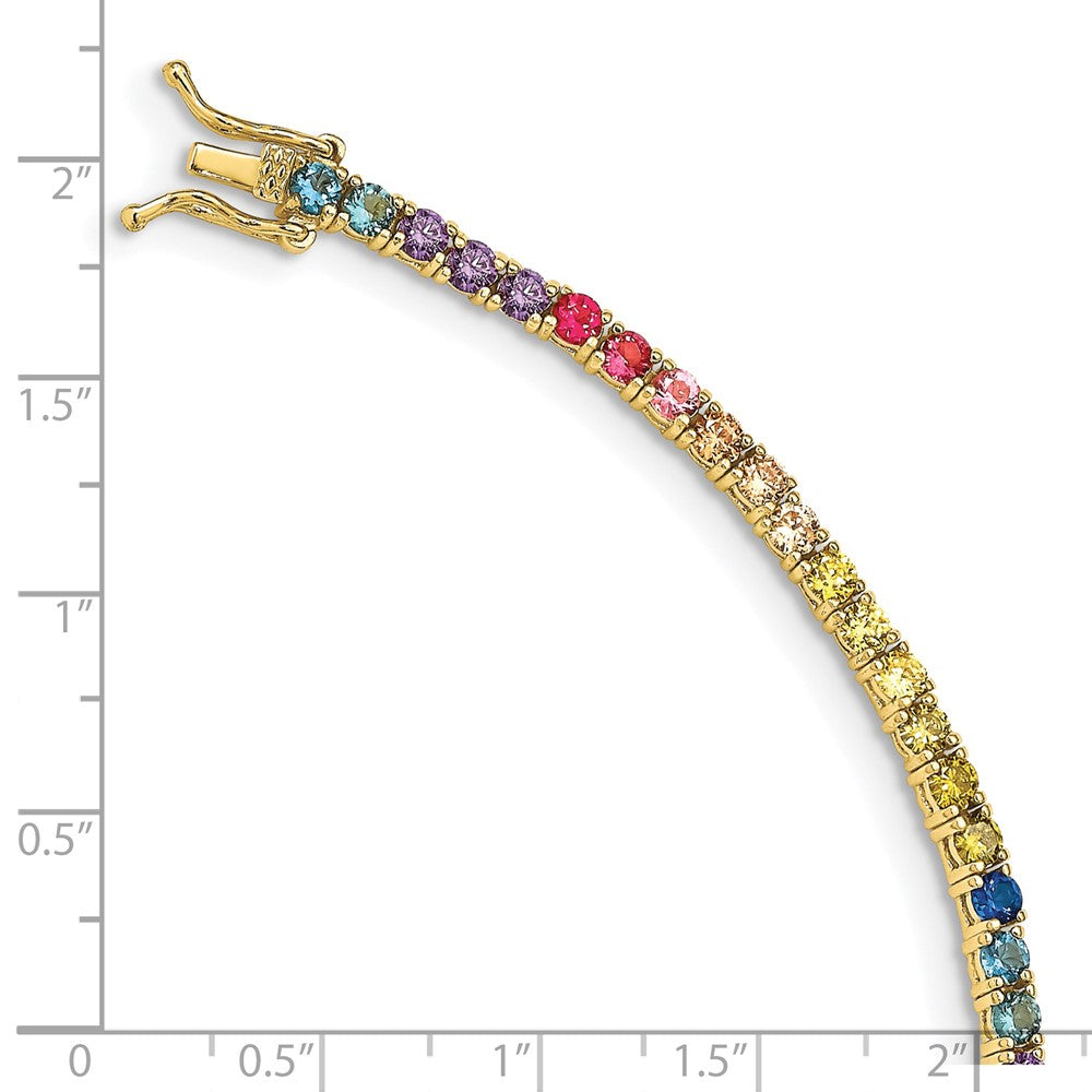Exclusive 7-Inch 14K Gold-Plated CZ Tennis Bracelet - Stylish Sterling Silver