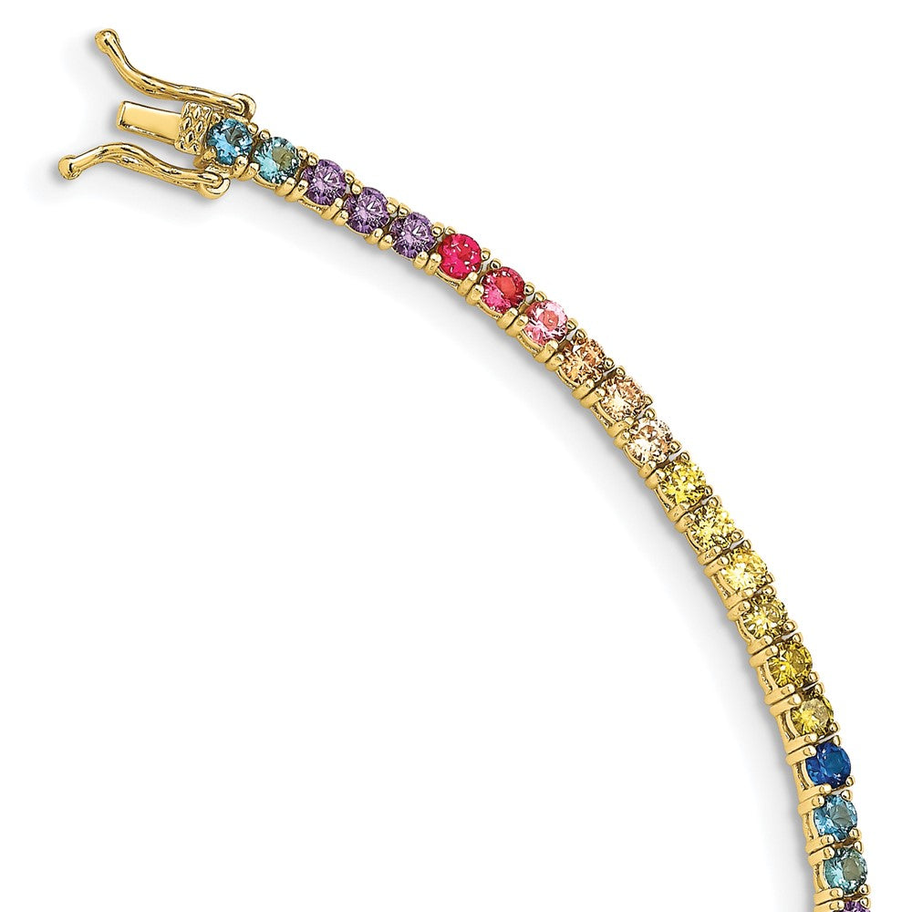 Exclusive 7-Inch 14K Gold-Plated CZ Tennis Bracelet - Stylish Sterling Silver
