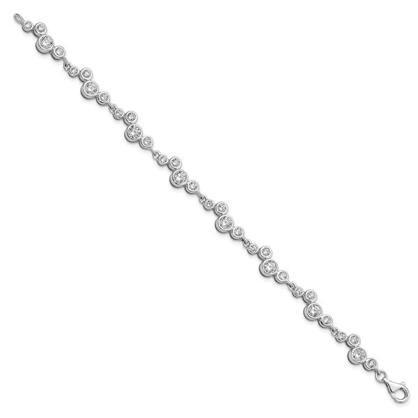 Rhodium-Plated Sterling Silver Bracelet with Cubic Zirconia - Style GR1-1008271