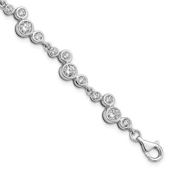 Rhodium-Plated Sterling Silver Bracelet with Cubic Zirconia - Style GR1-1008271