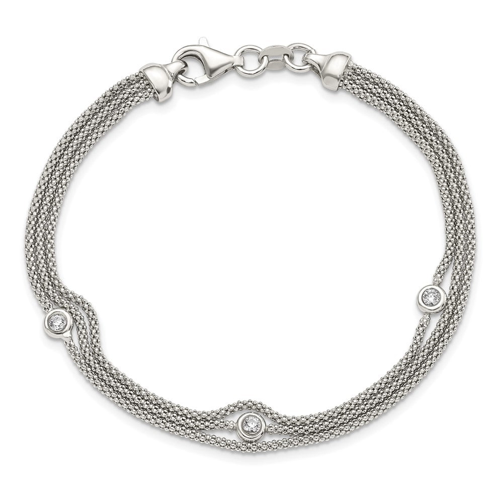 Exclusive Polished Multi-Strand CZ Bracelet in Sterling Silver - Stylish Value