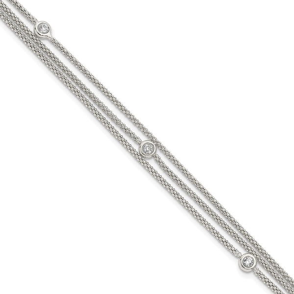 Polished Multi-Strand CZ Bracelet in Sterling Silver