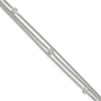 Exclusive Polished Multi-Strand CZ Bracelet in Sterling Silver - Stylish Value