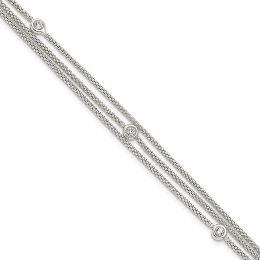 Exclusive Polished Multi-Strand CZ Bracelet in Sterling Silver - Stylish Value