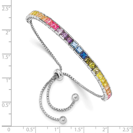 Shop Stylish Prizma Adjustable Bolo Bracelet - 4mm Colorful CZs in Silver