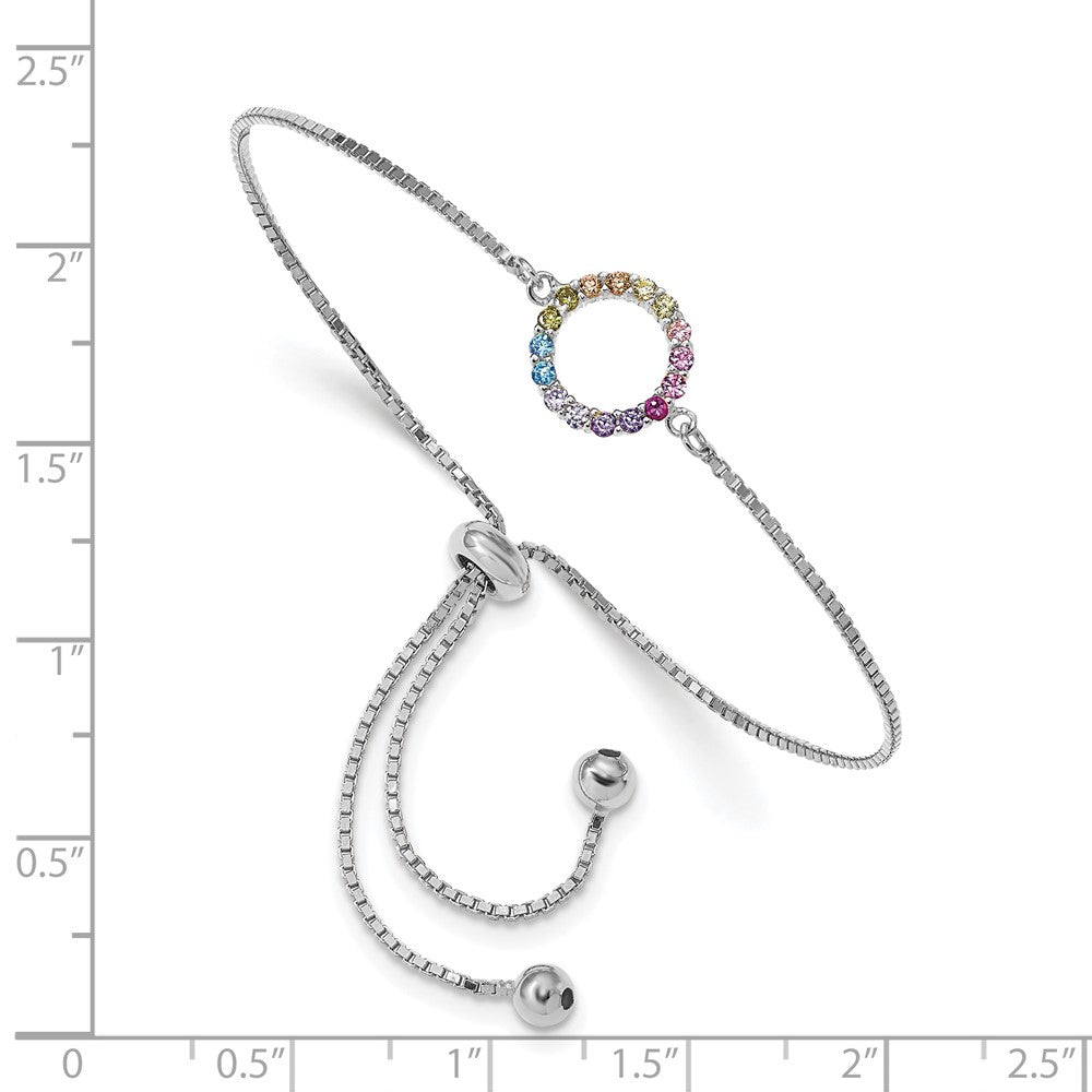 Shop Stylish Prizma Adjustable Bolo Bracelet in Rhodium-Plated Silver - Affordable CZ Design