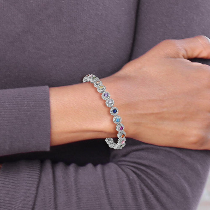 High-Quality Prizma Adjustable Bolo Bracelet | Sterling Silver, Colorful CZ, Affordable-4