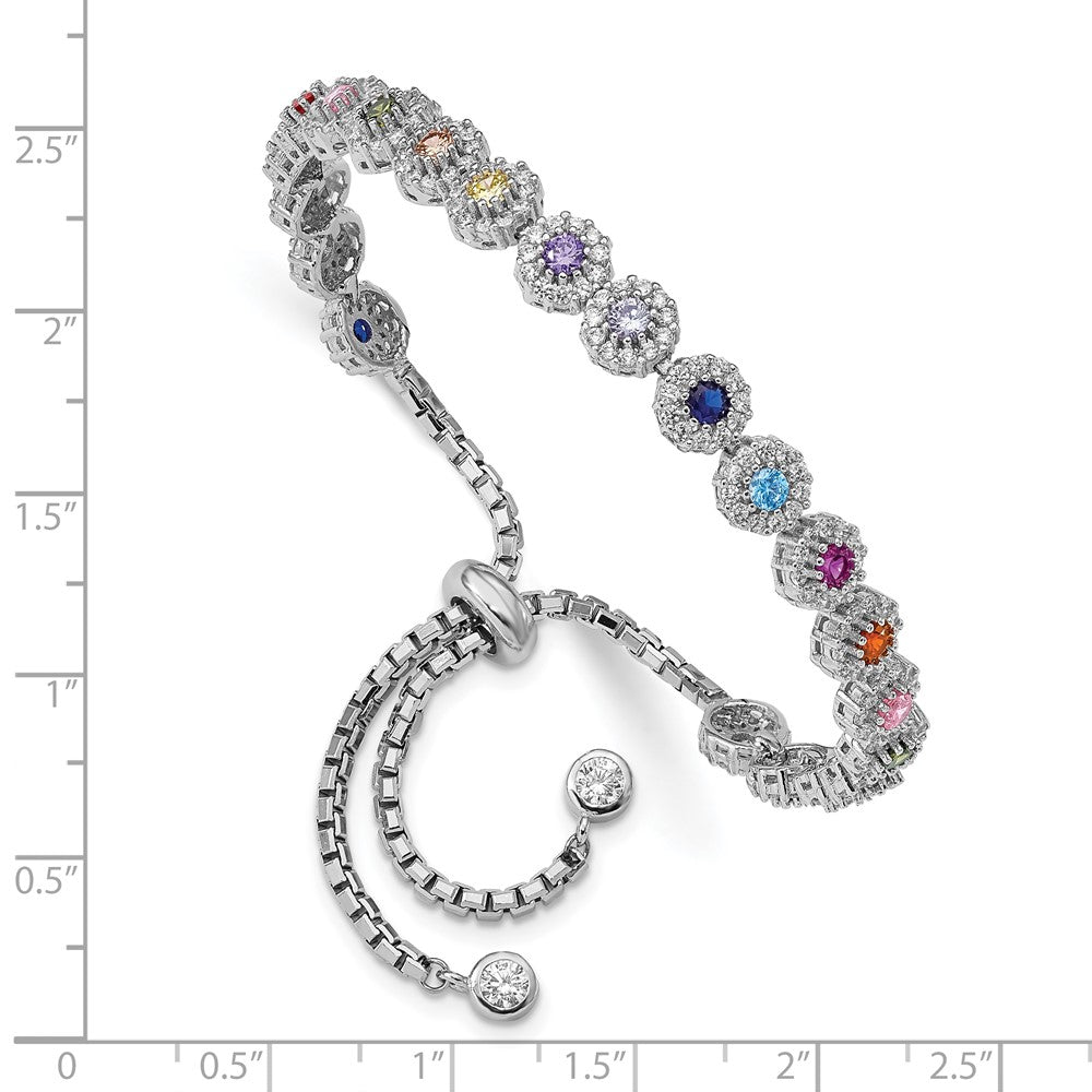 High-Quality Prizma Adjustable Bolo Bracelet | Sterling Silver, Colorful CZ, Affordable