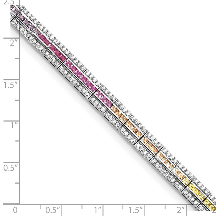 Exclusive Prizma Sterling Silver Rhodium-Plated 7.25" Bracelet | Stylish CZ Stones-3