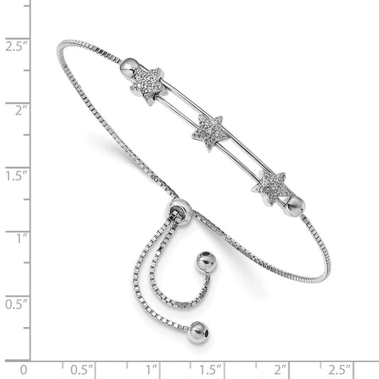 Buy Stylish Adjustable Star Bracelet - Rhodium-Plated Sterling Silver with CZ Accents