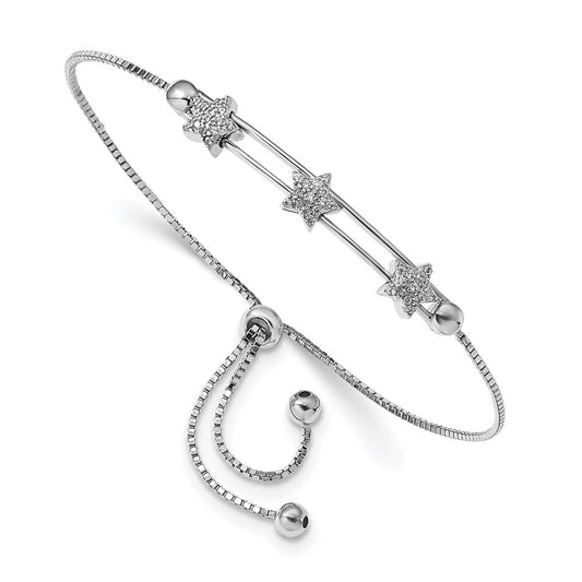 Buy Stylish Adjustable Star Bracelet - Rhodium-Plated Sterling Silver with CZ Accents