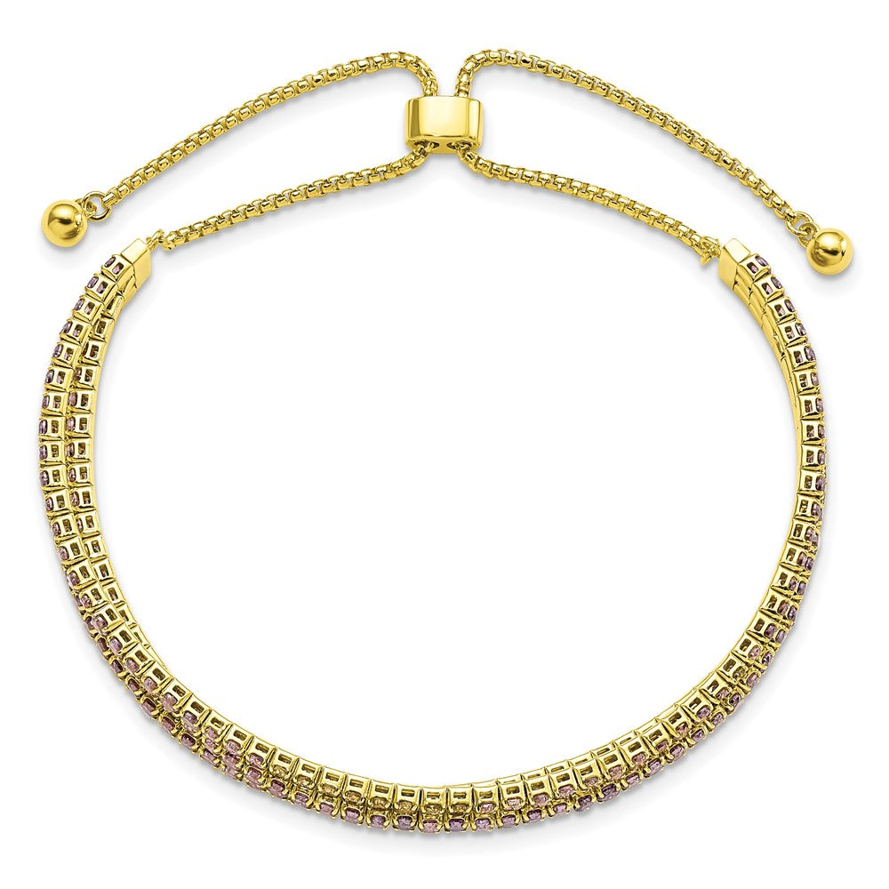 Buy Stylish Gold Tone February Birthstone Triple CZ Adjustable Bracelet - Affordable Luxury!