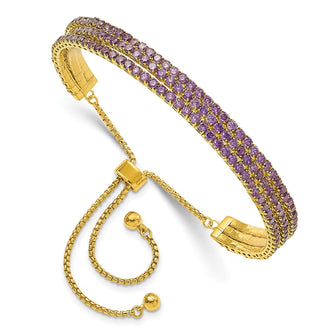 Buy Stylish Gold Tone February Birthstone Triple CZ Adjustable Bracelet - Affordable Luxury!
