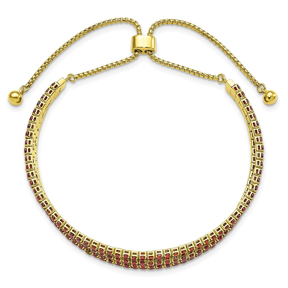 Shop Stylish Gold Tone January Birthstone Red CZ Adjustable Bracelet - Value!