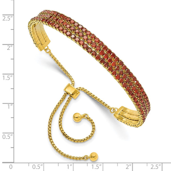 Gold Tone January Birthstone Red CZ Adjustable Bracelet