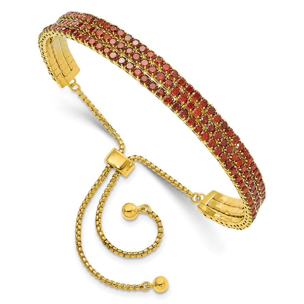 Gold Tone January Birthstone Red CZ Adjustable Bracelet