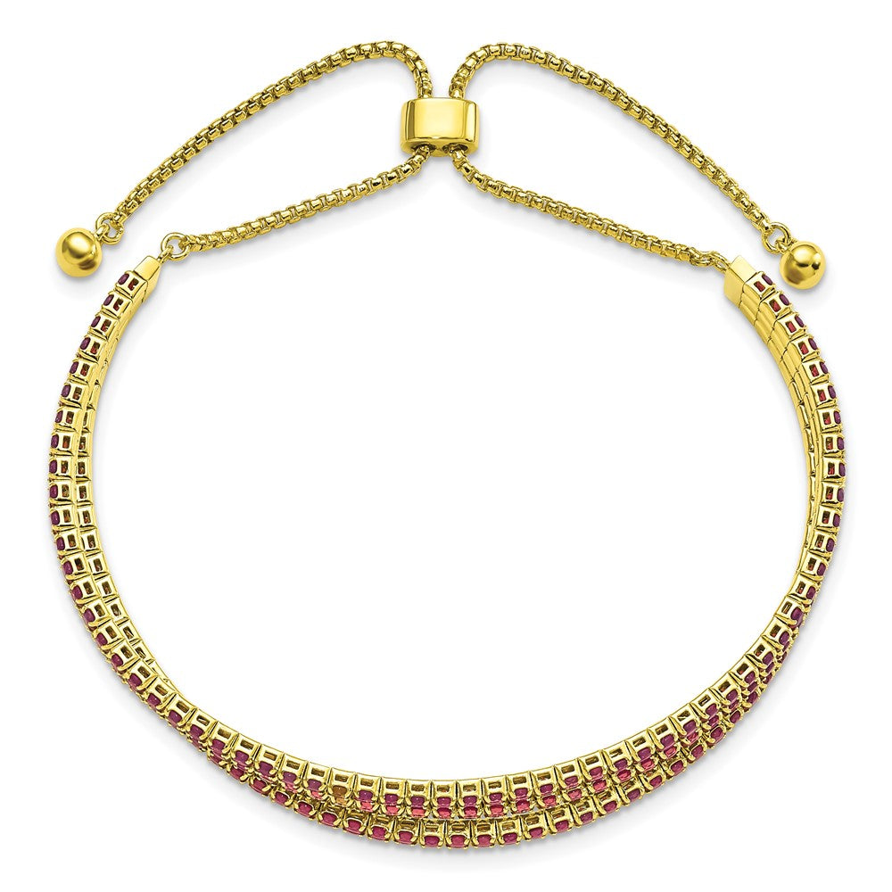 Buy Stylish Gold Tone June Iridescent Pink Triple CZ Adjustable Bracelet