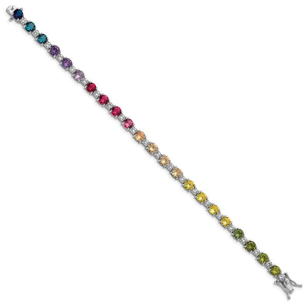 7.5-Inch Rhodium-Plated Sterling Silver Bracelet with CZ Stones - Style GR1-1008296