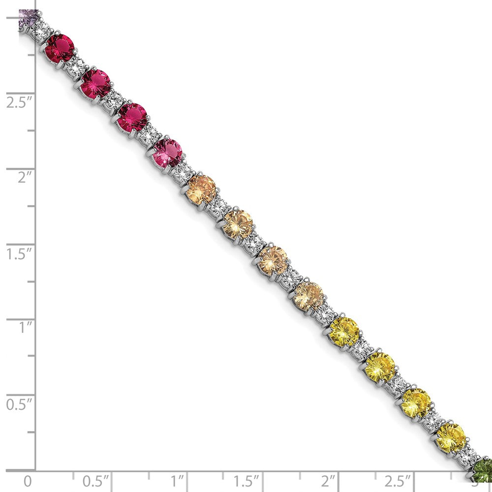 Shop Stylish 7.5-Inch Rhodium-Plated Sterling Silver Bracelet with CZ Stones