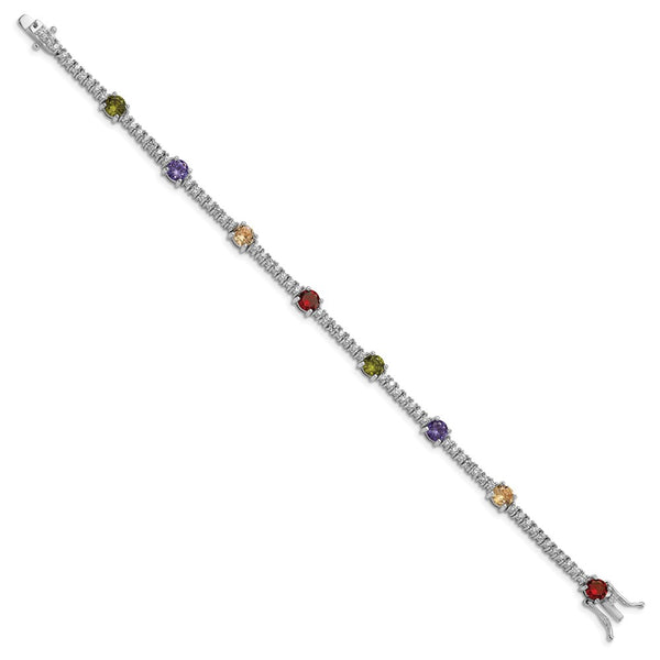 7.5-Inch Rhodium-Plated Sterling Silver Bracelet with CZ Stones - Style GR1-1017675